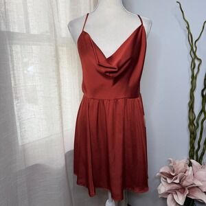 NWT Intimately Free People Good Company Cowl Neck Open Back Satin Mini Dress M